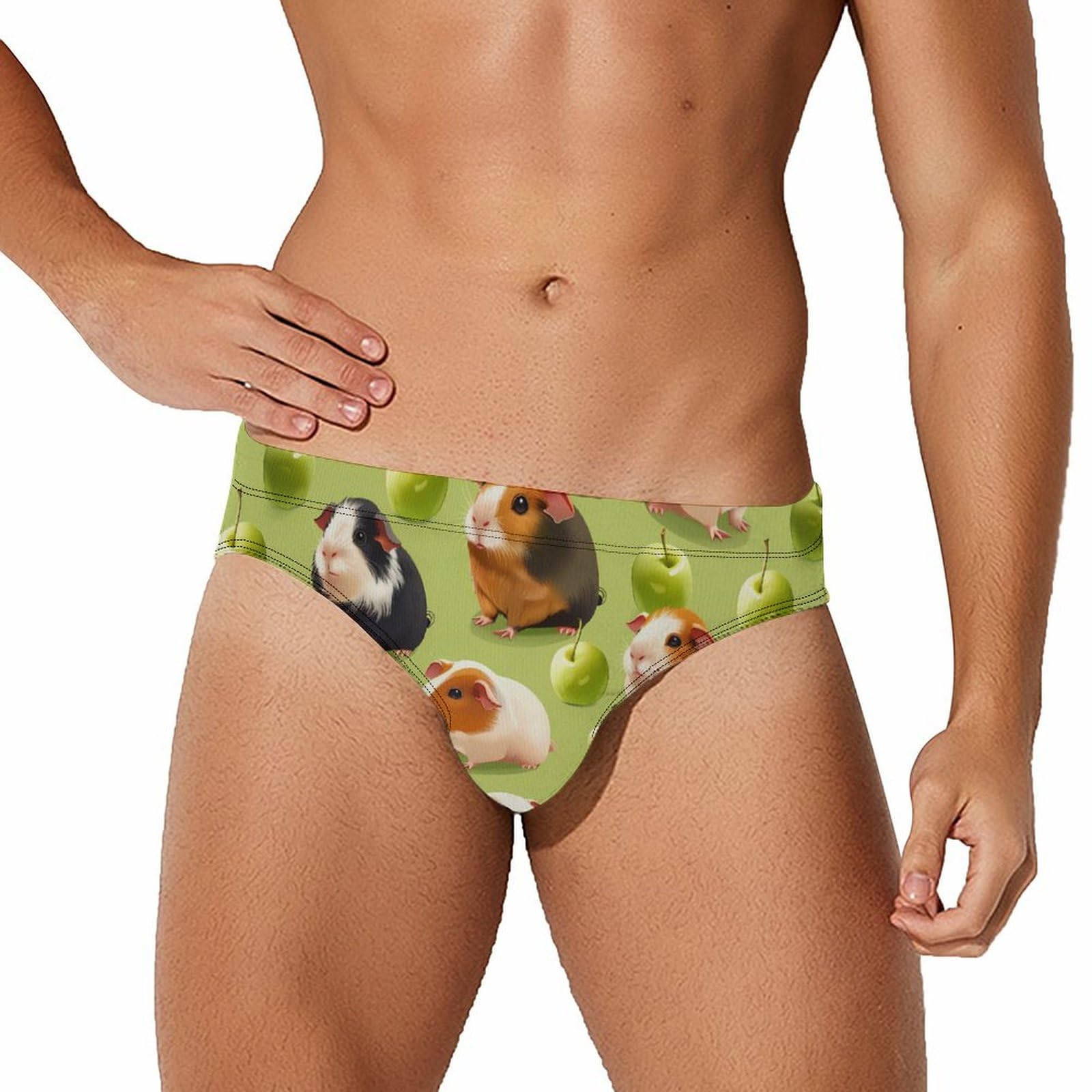 Guinea Pigs (1) Mens Swim Briefs Bikini Swimwear Print Beach Shorts Sexy Swimsuit 2XL