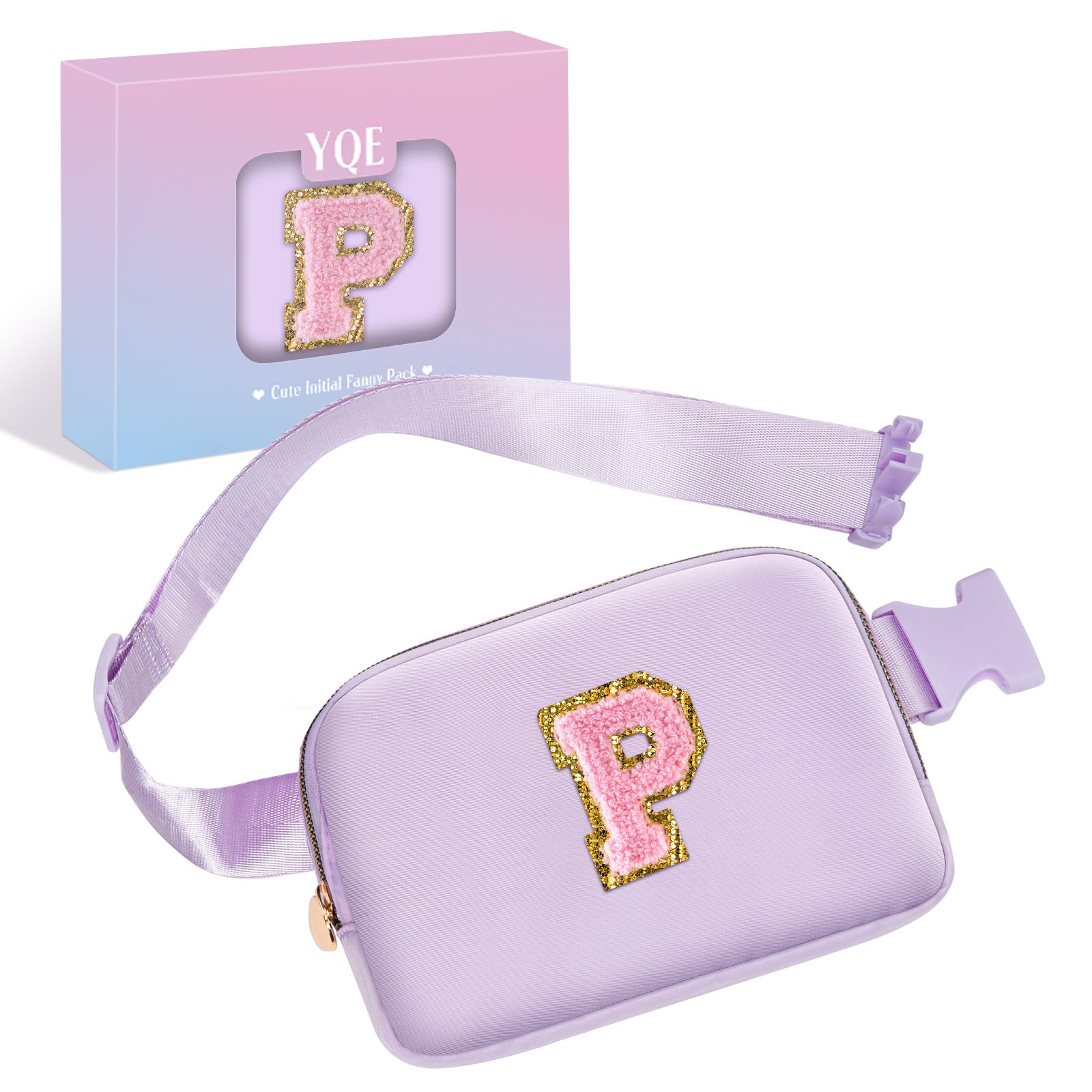 YQE Birthday Gifts for 8 9 10 11 12 Year Old Girls, Belt Bag Fanny Pack Crossbody Bags with Initial Letter Patch Cute Stuff Birthday Gifts for Teen