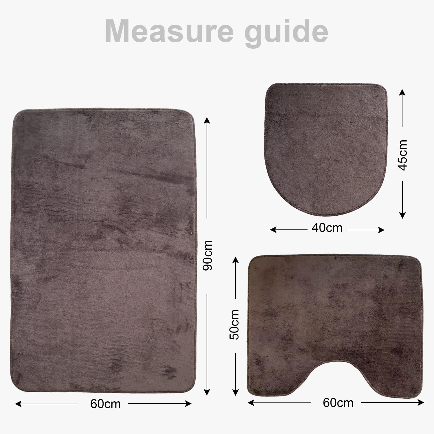 Ultrasoft Unicolor Lot de 3 tapis de bain antidérapants avec semelle en cuir Marron