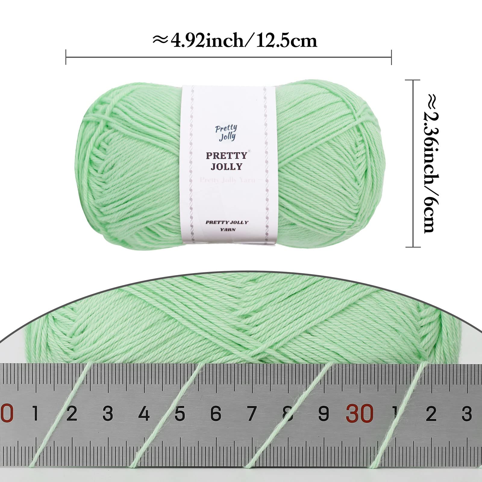 Pretty Jolly 4 Skeins Soft Baby Yarn 100% Cotton Yarn for Crochet Knitting 4 Ply Yarn Blanket Yarn for DIY Craft Fingering Weight Yarn Total Length 4175ysd/450g(Light Green) - Image 2