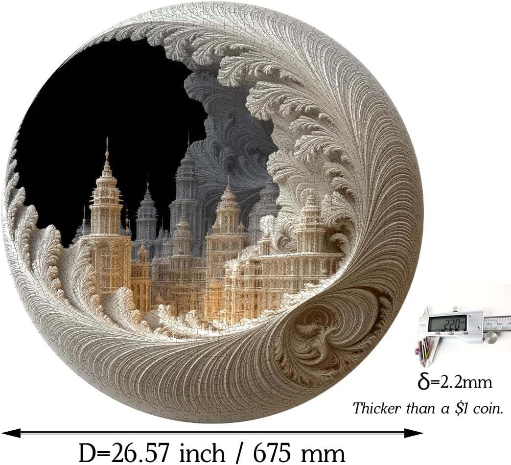 Bgraamiens Puzzles for Adults 1000 Pieces – Fractal Moon City Round Jigsaw Puzzle 1000 Pieces – Expert-Level Circular Design for Adults –Hard Difficult Impossible Challenging Jigsaw Puzzles