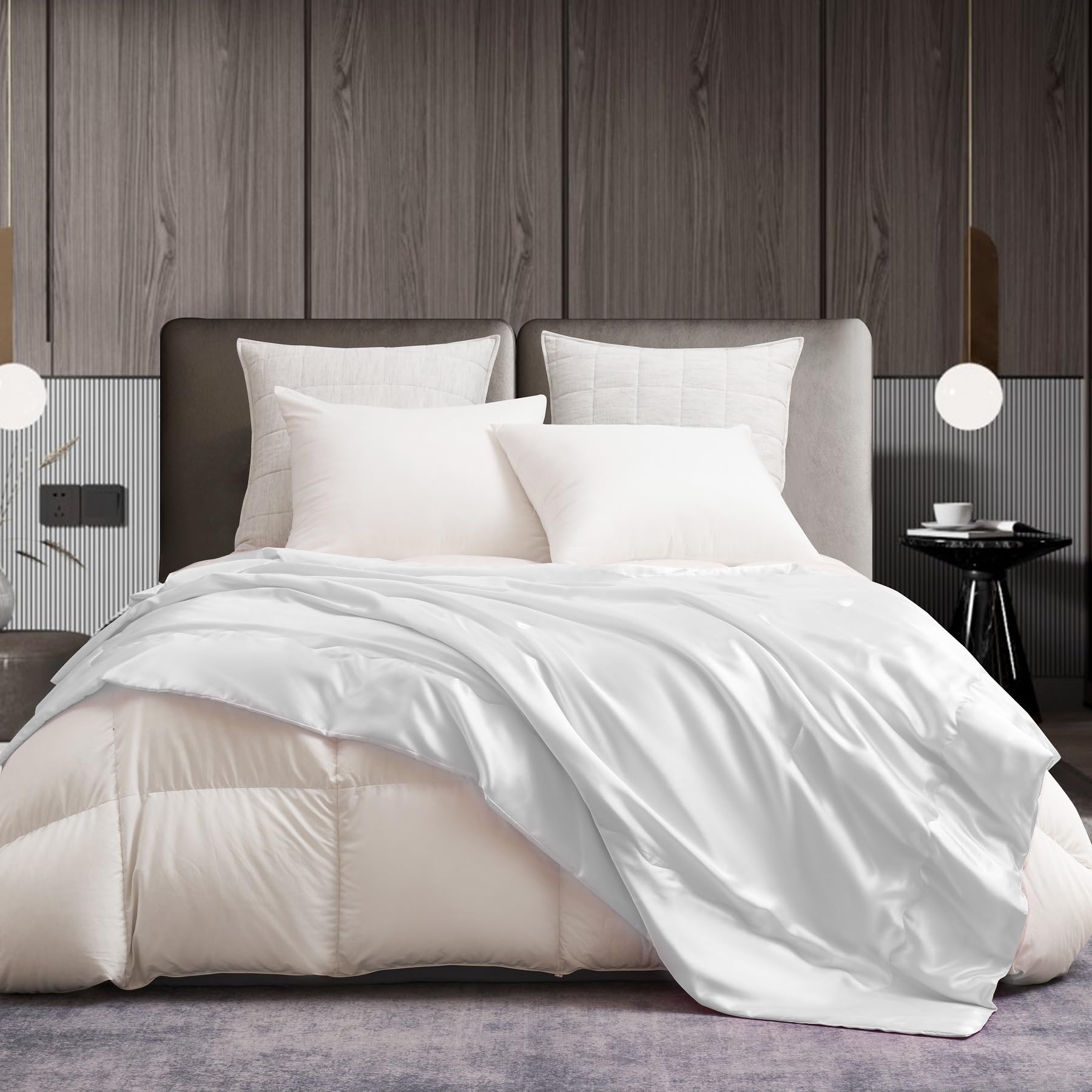 Coperta in raso, 220 x 240 cm, colore bianco, per divano, camera da letto, ufficio, viaggi