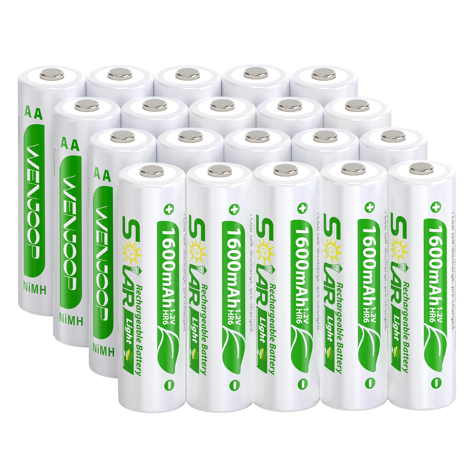 WENJOOP 20 Pack AA Rechargeable Batteries