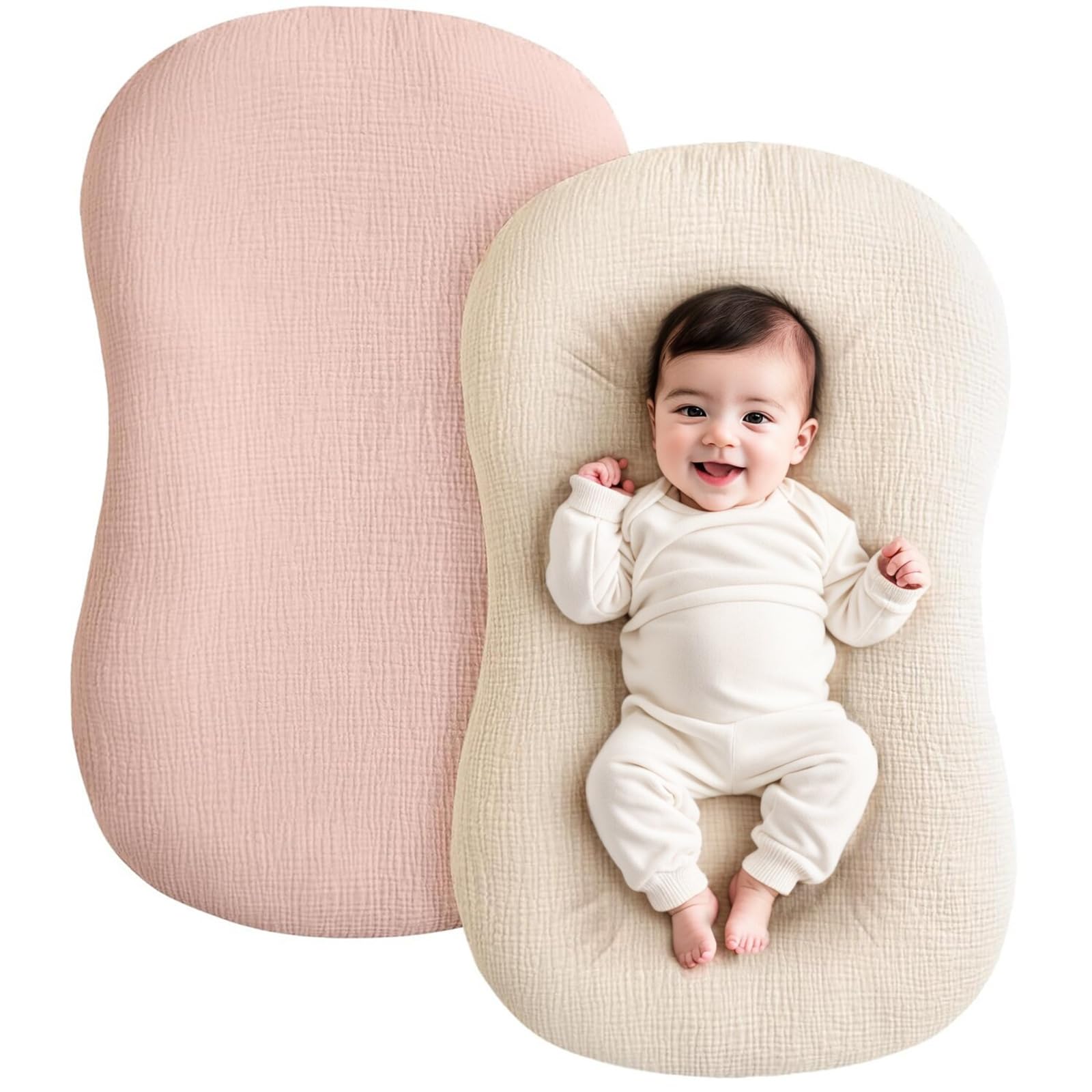 Baby Bed Sheet, 2Pcs Boys Girls Pram Fitted Sheet Removable Slipcover Comfortable for Infants Crib