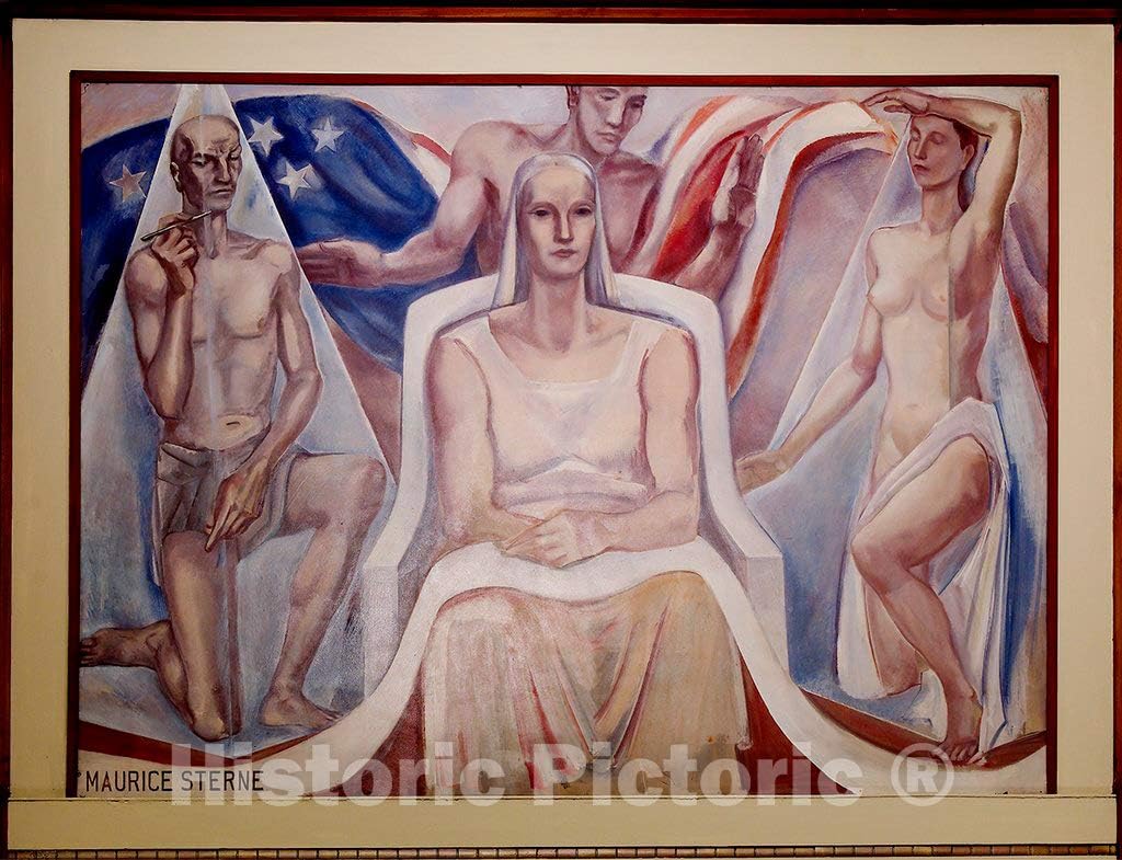 Historic Pictoric Photo - Oil Painting Continuity of The Law Located in Fifth Floor, Main Library, Department of Justice, Washington, D.C.- Fine Art Photo Reporduction 30in x 24in