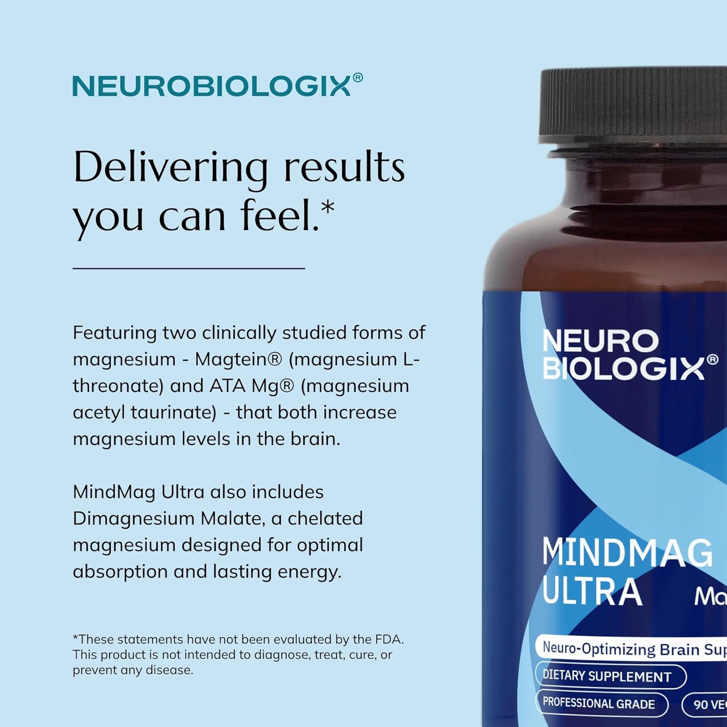Neurobiologix MindMag Ultra with Magnesium L-Threonate for Men & Women, Triple Action Magnesium Complex for Memory, Calm, Relaxation & Cognitive Performance, Gluten Free, Vegetarian, 120 Capsules