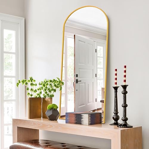 Vista 67 de NicBex - Espejo arqueado, de cuerpo entero, 64 x 24 pulgadas, con marco de aleación de aluminio, soporte, negro, se puede colocar de pie, apoyar