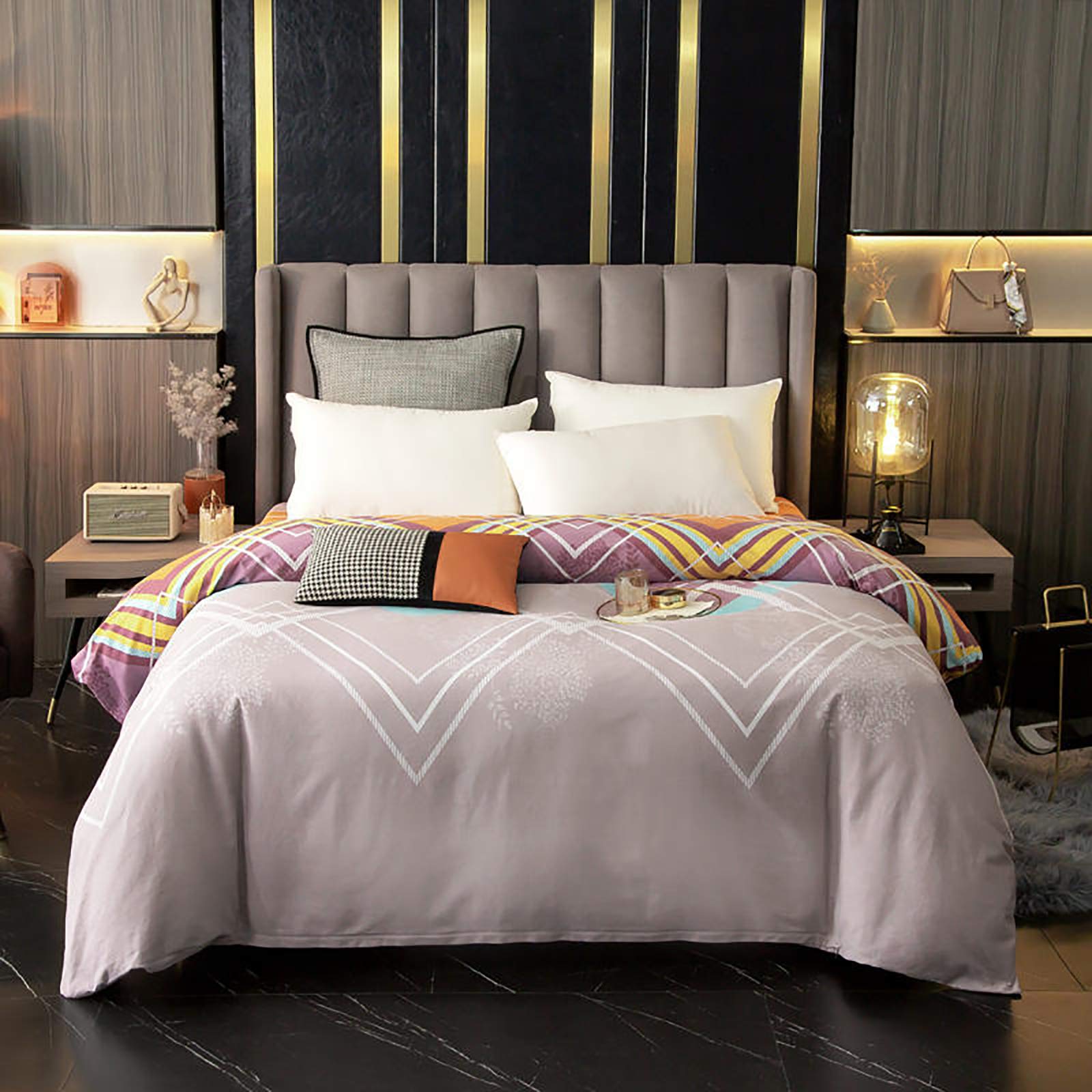 Couette zippée 180x220 en microfibre légère et respirante à carreaux