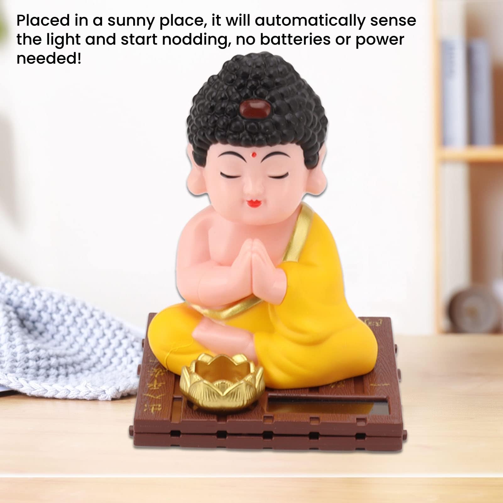 Realistic Nodding Solar Head Buddha Figurine Luminous and Durable
