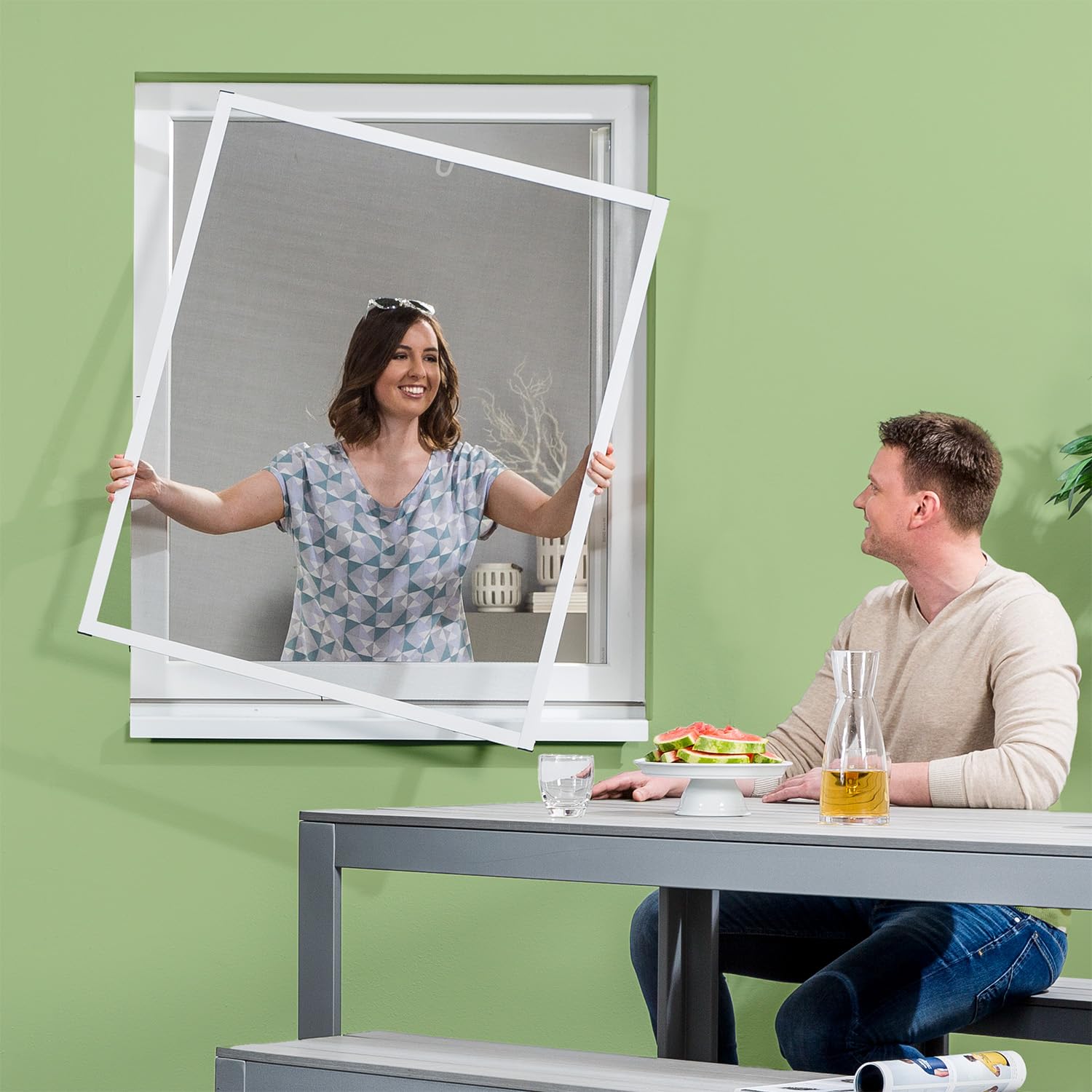empasa Insektenschutz Fliegengitter Fenster Alurahmen Master Slim MATTE OPTIK zuschneidbar, weiß oder anthrazit in verschiedenen Größen als Selbstbausatz, Farbe: weiß, Größe: 100 x 120cm