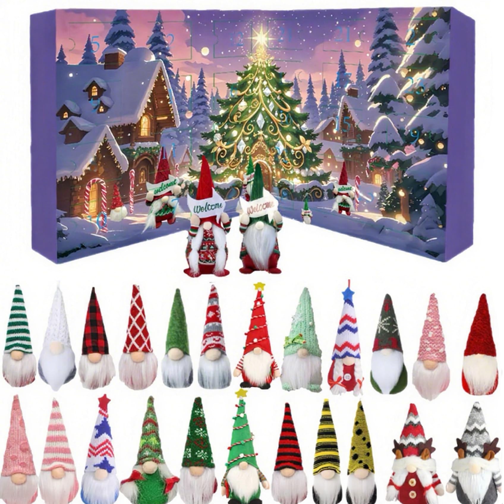 CAKEEYUM Gnome Advent Calendar 2025 24 Day Countdown Christmas Advent Calendar 2025 for Adults Children Holiday Decor Gnome, Christmas
