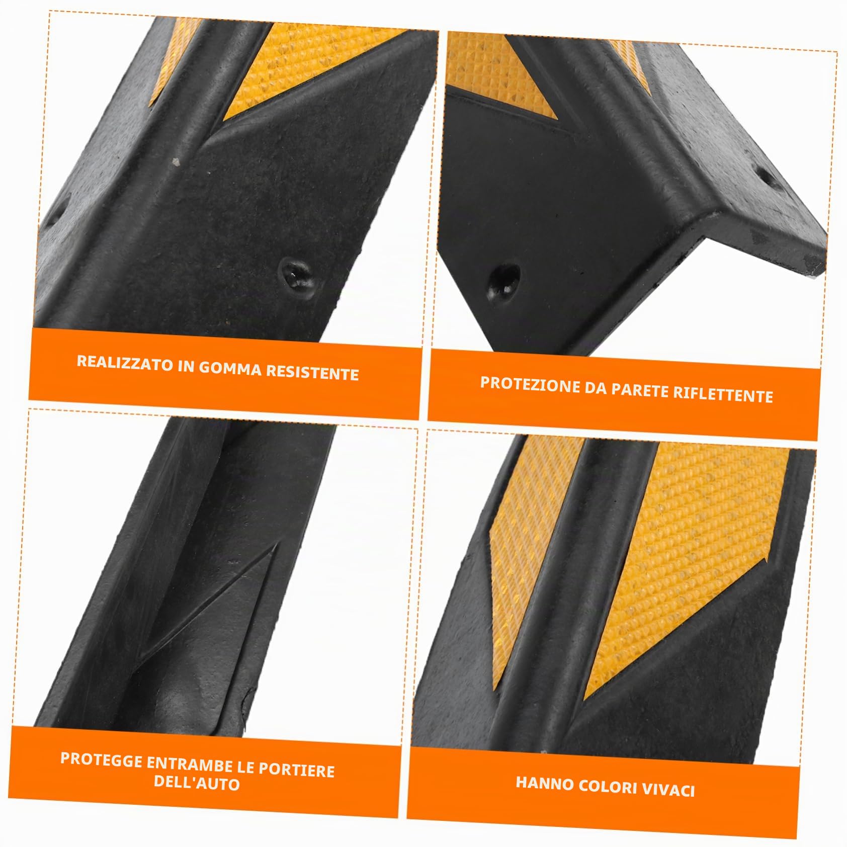 Ciieeo Protezioni Angolari in Gomma Riflettente per Garage 2 Pezzi 60cm Paraspigoli per Pareti Protezione Bordi Auto Parcheggio Interno Sicurezza Veicoli