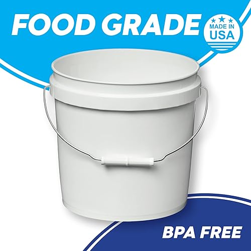 Miniatura 3 de Consolidated Plastics Cubetas de grado alimenticio de 2 galones y tapas de sellado gamma, almacenamiento de contenedores sin BPA, cubos de