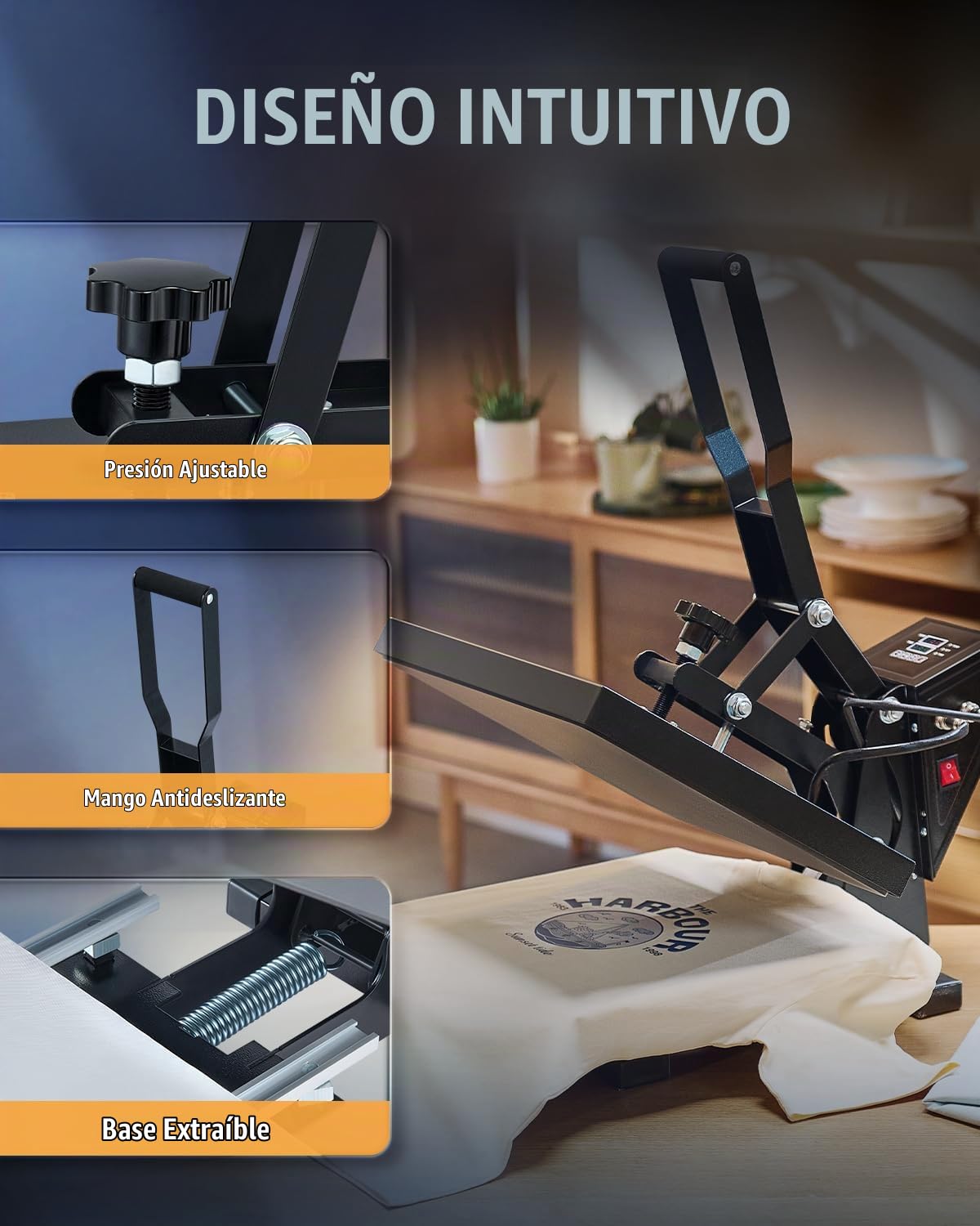 CREWORKS Prensa caliente de 38 x 38 cm para camisetas con doble tubo de calefacción con control digital 1400 W prensa de calor para camisetas, almohadas, bolsos, bricolaje y negocios