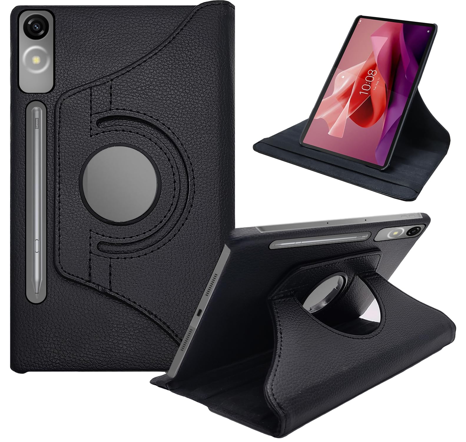 CEDO Lenovo Tab P12 (12.7 inch) Flip Cover | Leather Finish | 360 Degree Rotate Flip Cover | Shockproof Stylish Back Cover Case for Lenovo Tab P12 (12.7 inch) (Black) (B0DF5LTHWM) Amazon Price History, Amazon Price Tracker