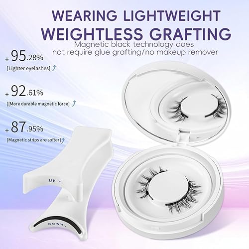 Magnetic Eyelashes, Magnetic Eyelashes with Applicator, Reusable Magnetic Eyelashes, Eyelash Magnetic Eyelashes, Easy to Put on, No Glue Or Liner Needed, Natural, Lightweight (03)(10)