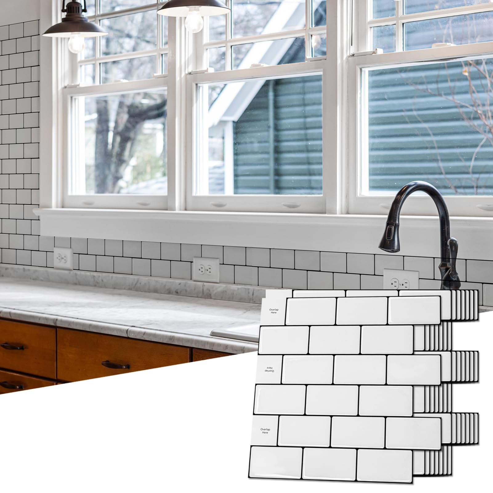 Azulejo 3D Crystiles - Peel And Stick 30x30cm - 10 Folhas Para Cozinha E Banheiro