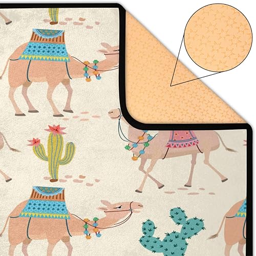 Miniatura 3 de Soft Area Rugs Cartoon Camel Cactus, Non-Slip Easy Care Home Decor 4.8 x 6.6 Feet Rectangular Rug for Living Room, Bedroom, Office, Dining Room