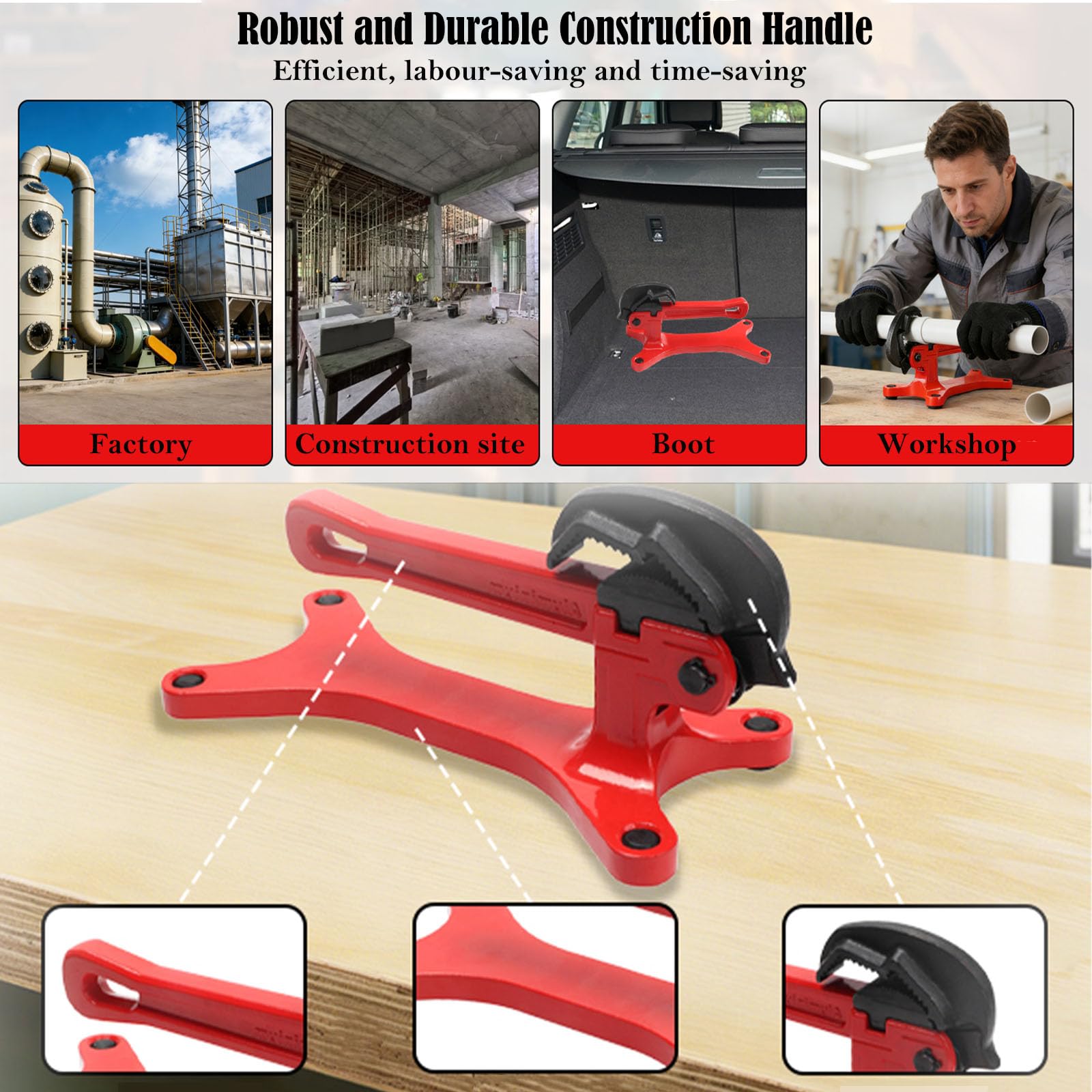 ÉTau De Tuyau Portable,Outil De Serrage De Tuyau, Collier D'Alignement De Tuyau Pour Installation, RéParation Et Entretien De Plomberie, Essentiel Pour L'Entretien Des Valves Dans Les (Rouge 1)