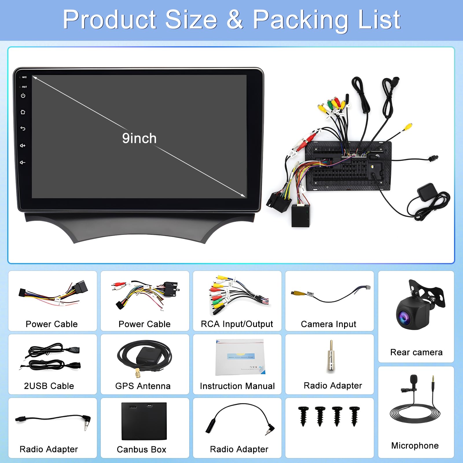 4+64G Android 14 Autoradio Stereo per Ford Ka 2008-2014 con Wireless Carplay Android Auto, 9 pollici Touch Screen Radio Lettore Multimediale con navigazione GPS FM RDS Mirror Link SWC Schermo diviso
