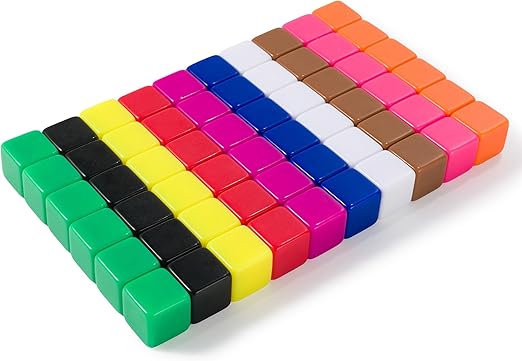 60 pcs 16mm Blank Board Game Dice - Multi-Color Cubes - DIY Board Game Accessories, Ideal for Sorting, Counting, Classrooms, Replacement Pieces with Storage Bag