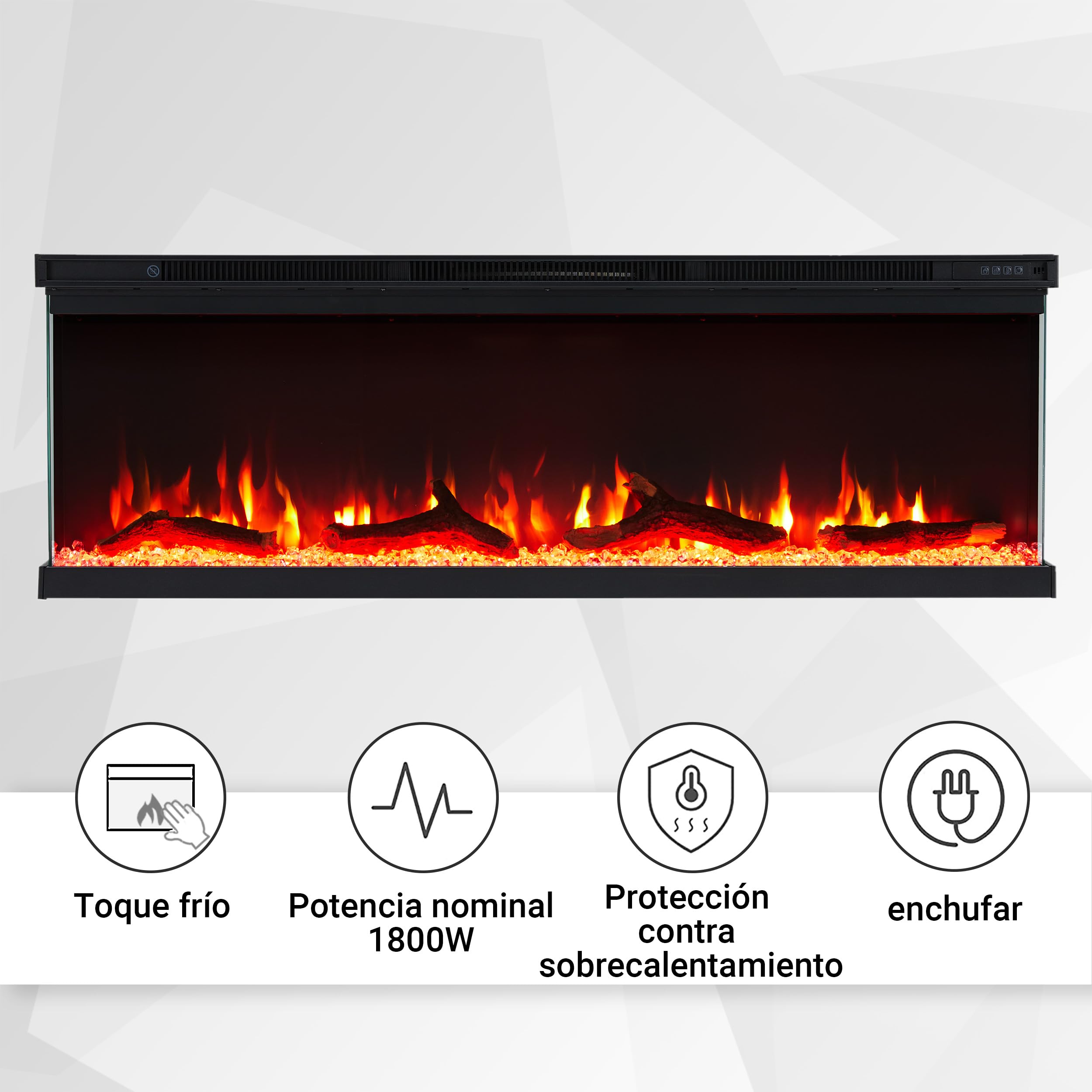 BALDERIA Orson 50 - Chimenea eléctrica, Estufa panoramica de Pared