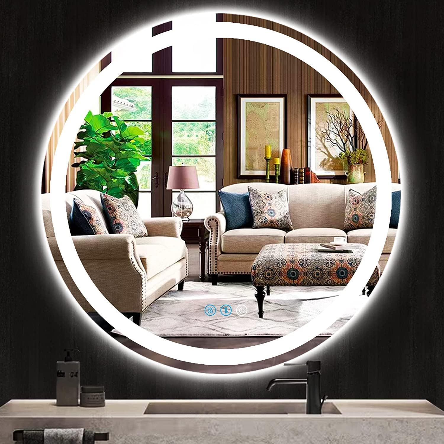 DIDIDADA 36 Inch Round Bathroom Vanity Mirror with Lights