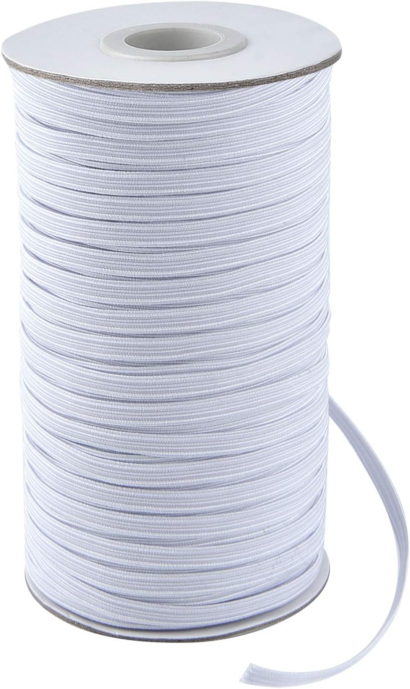 Coopay 100 Yards Length 1/4" Width Elastic Bands Flat Elastic Cord Rope Heavy Stretch Spool Knit for Sewing DIY Projects, Arts & Crafts (White, 1/4 Inch)