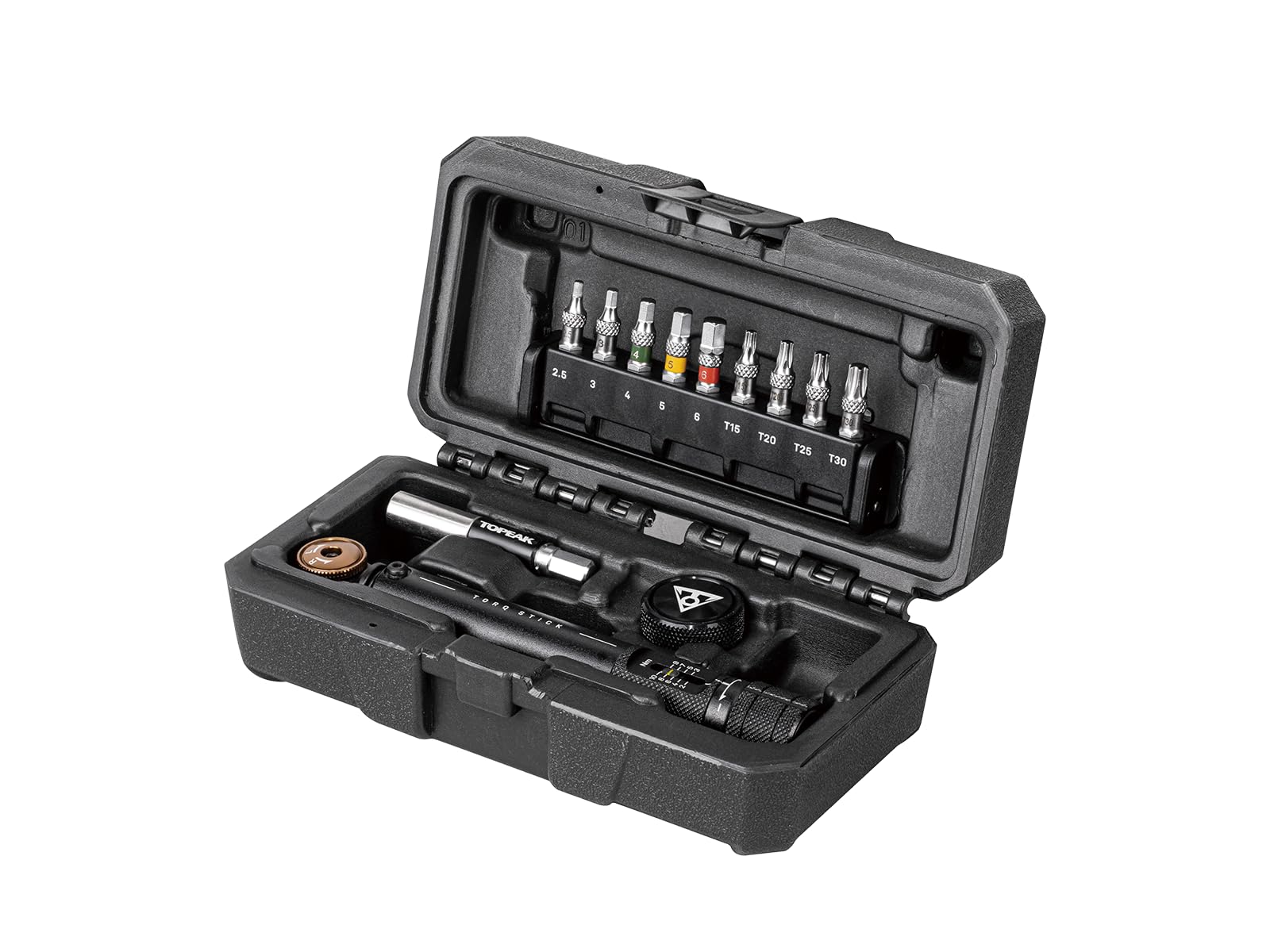 Topeak Torq Stick Pro - Llave dinamométrica de 2-10 Nm con 9 puntas de herramientas y caja de almacenamiento