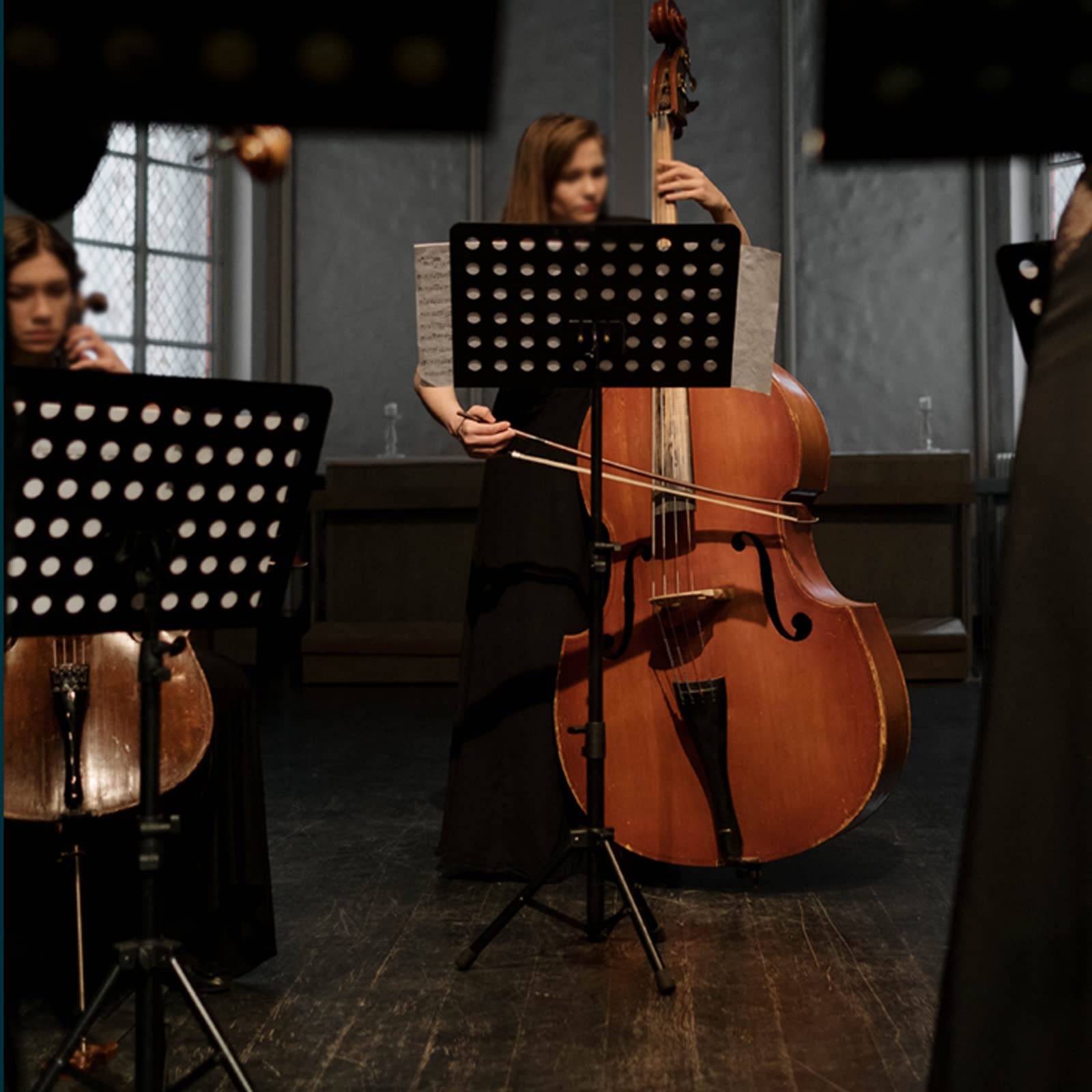 HJXGQJM Atril for Partitura Plegable Portátil Musica Metalico Soporte De Ajustables, Música Orquestal Soporte Música Totalmente Ajustable Soporte De Música En Negro, con Bolsa De Transporte