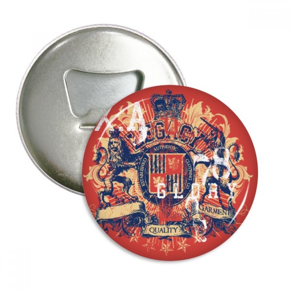 Décapsuleur aimant vêtement insigne couronne lion finition métal argenté 3pcs