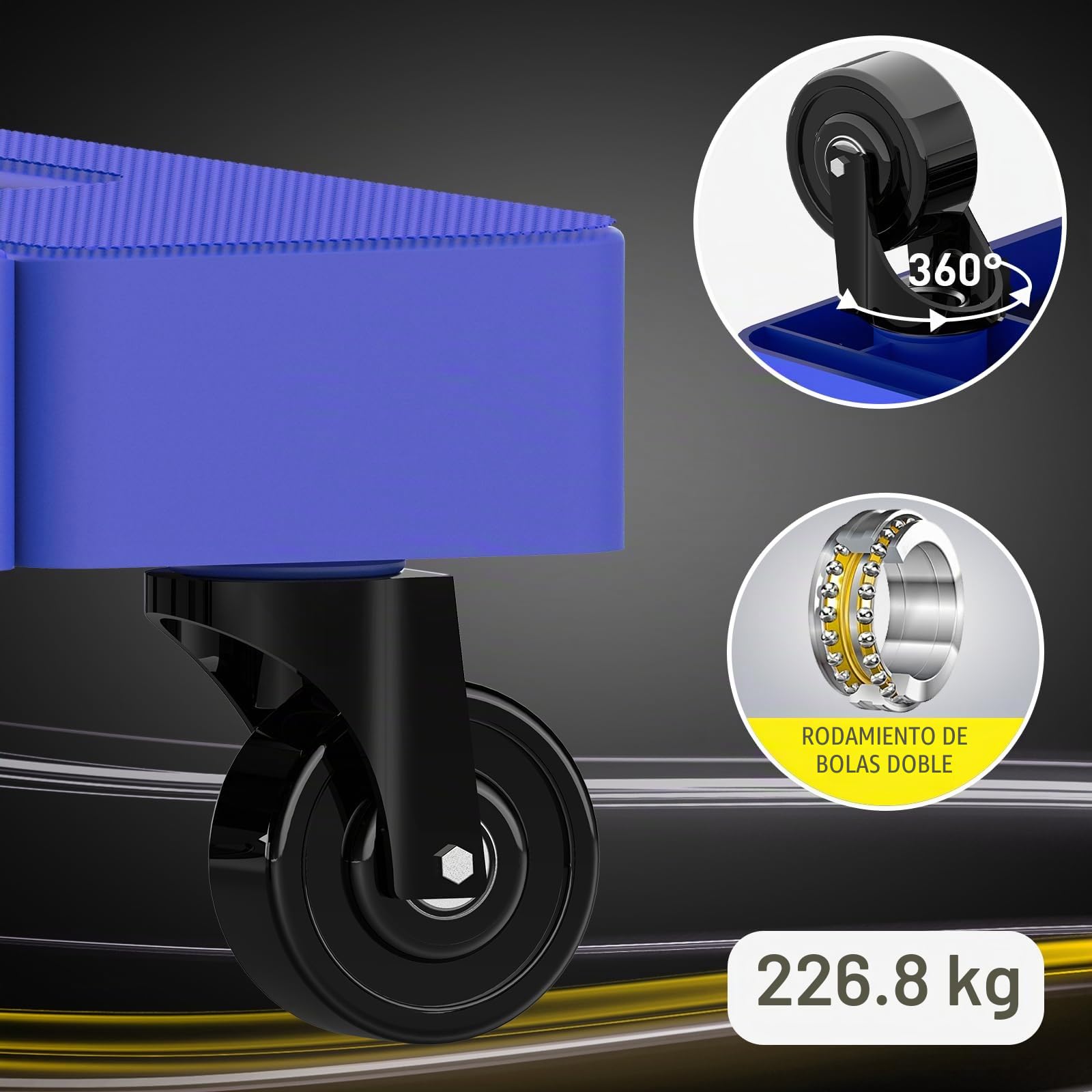 SOLEJAZZ Carro Plegable portátil, camión de Mano Plegable para moverse, Carrito de Equipaje de 500 Libras con 6 Ruedas y 2 Cuerdas elásticas para Equipaje, Viajes, mudanza, Uso de Oficina, Azul