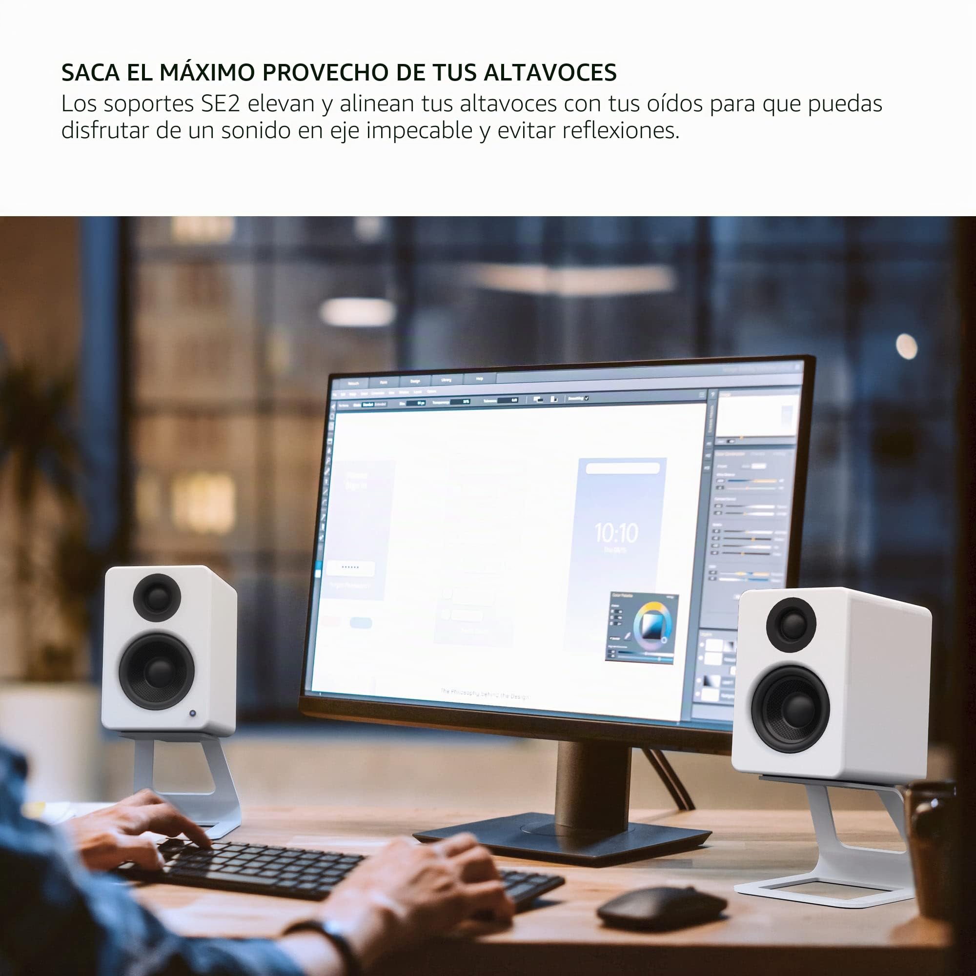 Kanto SE2 - Soportes elevados de altavoces de escritorio para altavoces pequeños y monitores de estudio compactos de 2 a 3 pulgadas | 3.8 pulgadas de alto | Soporta 7 libras | Acolchado de silicona de