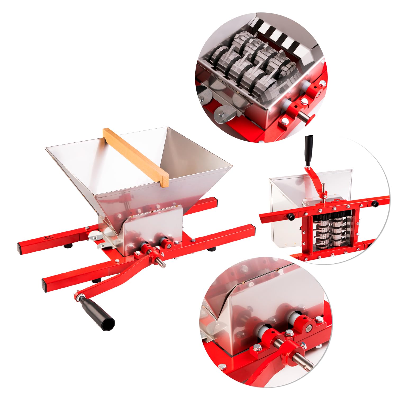 Trituradora de frutas de 7 L en acero inoxidable con cuchillas de aluminio – Picadora manual para manzanas, peras, ciruelas y uvas – Ideal para sidra y vino.