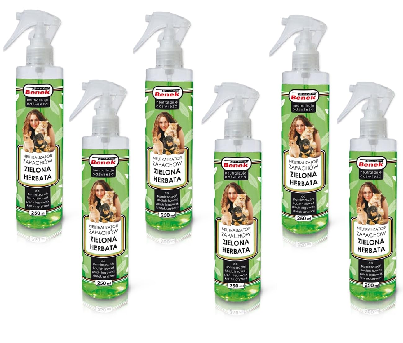 Super BENEK Neutralizator Zapachów Oświeżacz Spray Zielona Herbata 250ml