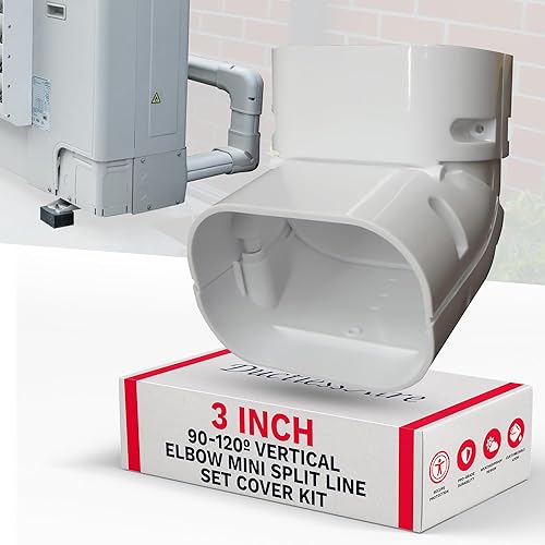 Miniatura 9 de DuctlessAire - Codo horizontal pintable de 90 a 120 color blanco - Protección definitiva de juego de mini línea dividida - Resistente a la