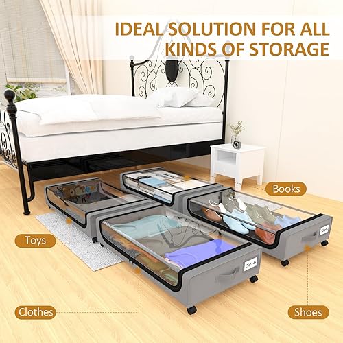 Miniatura 6 de Almacenamiento grande debajo de la cama con ruedas, contenedores de almacenamiento debajo de la cama, organizador de almacenamiento de zapatos