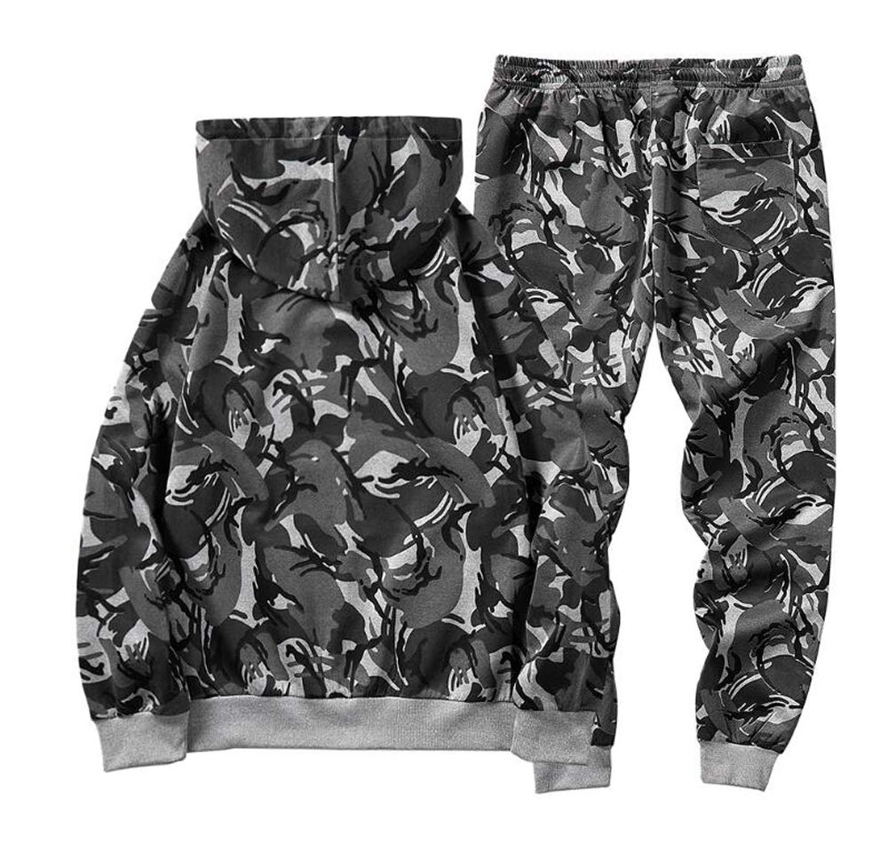 Kamuflaż strój do joggingu męskie stroje sportowe jesień zima młoda moda sweter z kapturem kurtka dresowa spodnie dresowe 2-częściowy zestaw dres