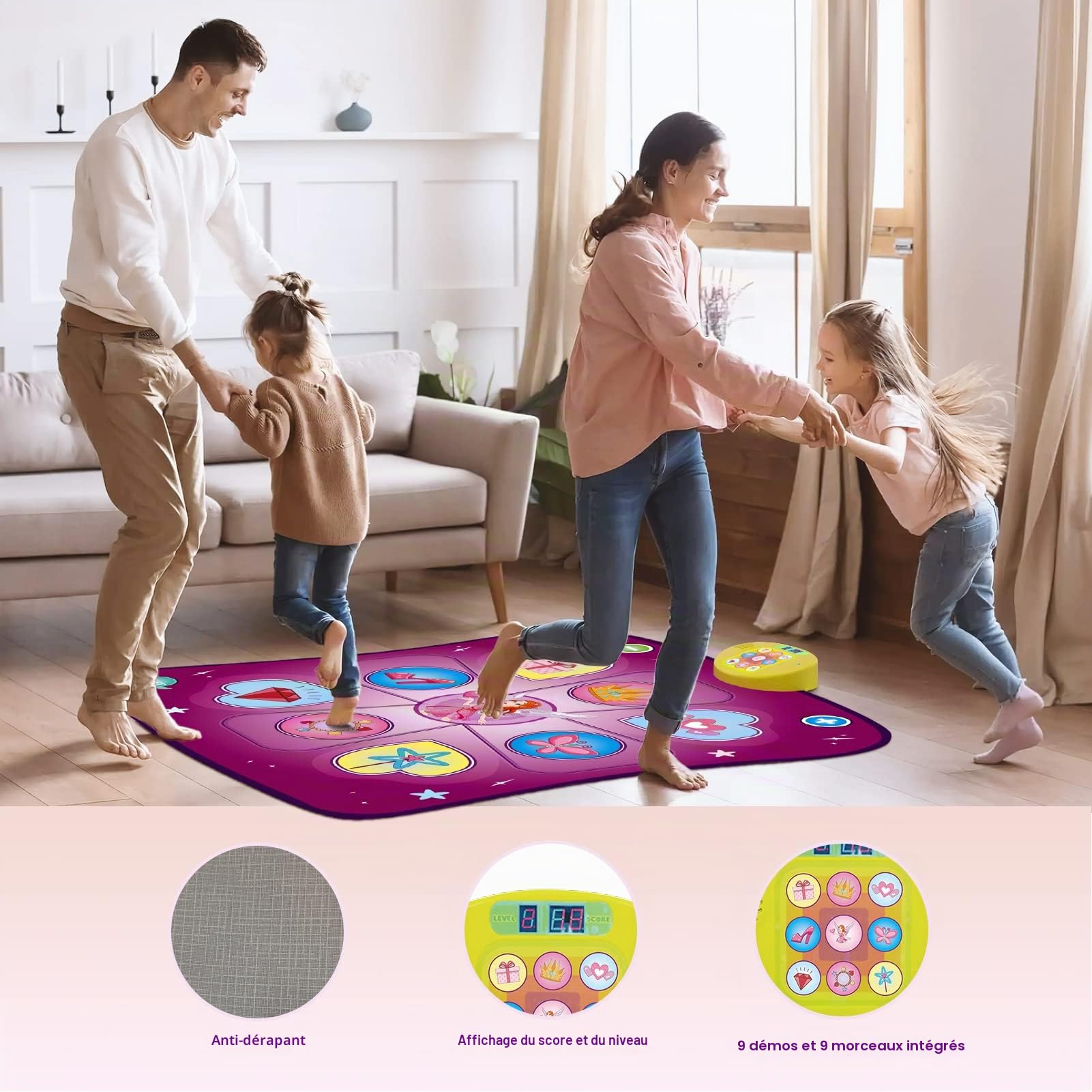 Rodzon Tapis de Danse Musical Enfants 3-8 Ans, avec Affichage LED, Création de Chansons et Musique Intégrée, Cadeau Anniversaire Noël Garçons Filles