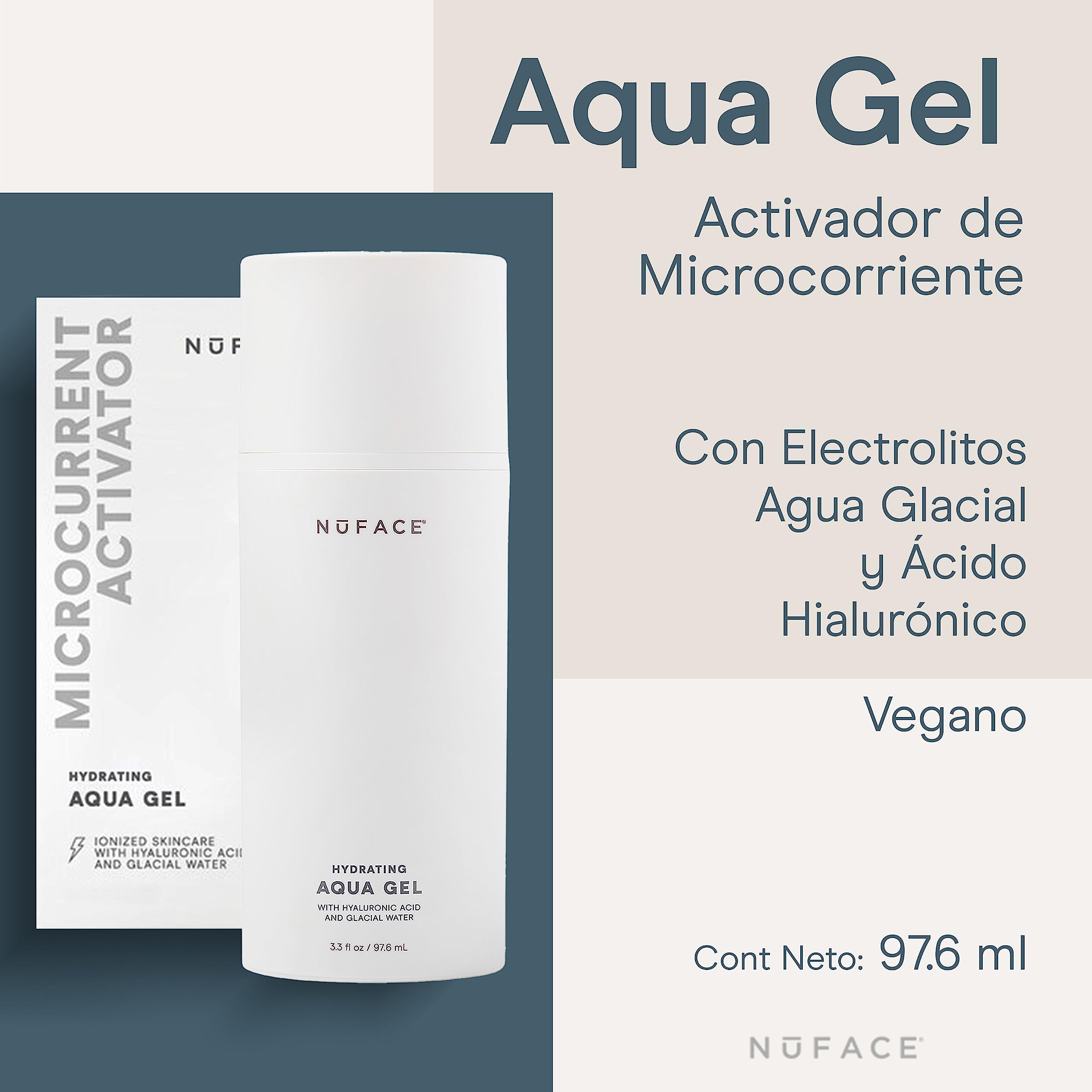 NuFACE Aqua Gel Activator – Gel conduttivo e attivatore – con IonPlex e acido ialuronico – ottimizza i trattamenti di microcorrente con il dispositivo NuFACE Microcurrent (98 ml)