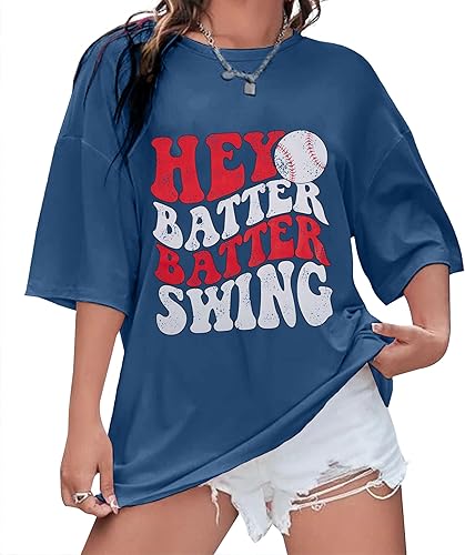 Miniatura 3 de Camiseta de béisbol para mujer, camisetas de gran tamaño con gráficos de béisbol para mamá, camisetas holgadas de manga corta para regalos de