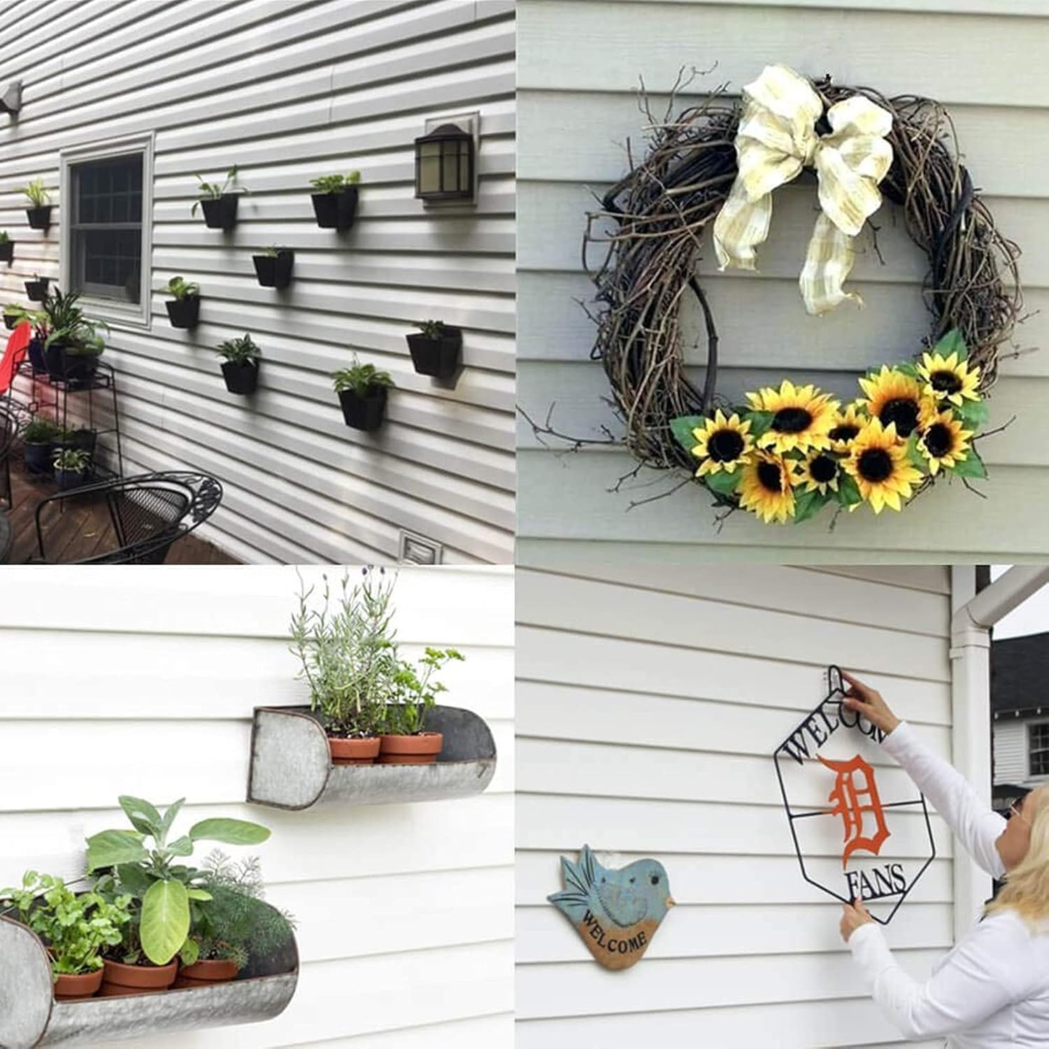 No-Hole Needed Vinyl Siding Hooks Hangers for Hanging 8 Pack, Heavy Duty Light Mailbox Planter Hanger 8 Pack