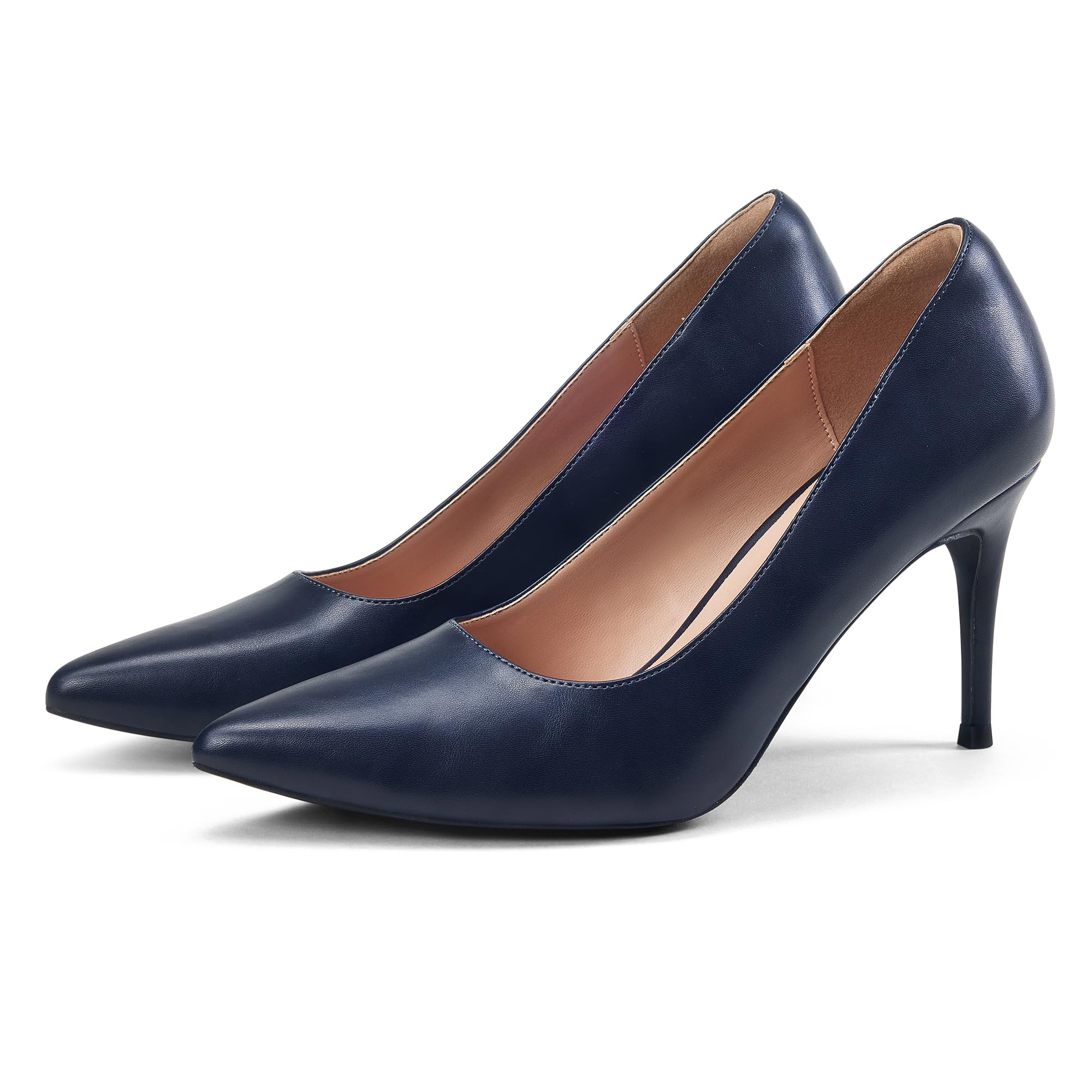 GENSHUO Zapatos de Tacón Alto para Mujer Punta Cerrada Tacones de Aguja de 8 cm Zapatos de Vestir
