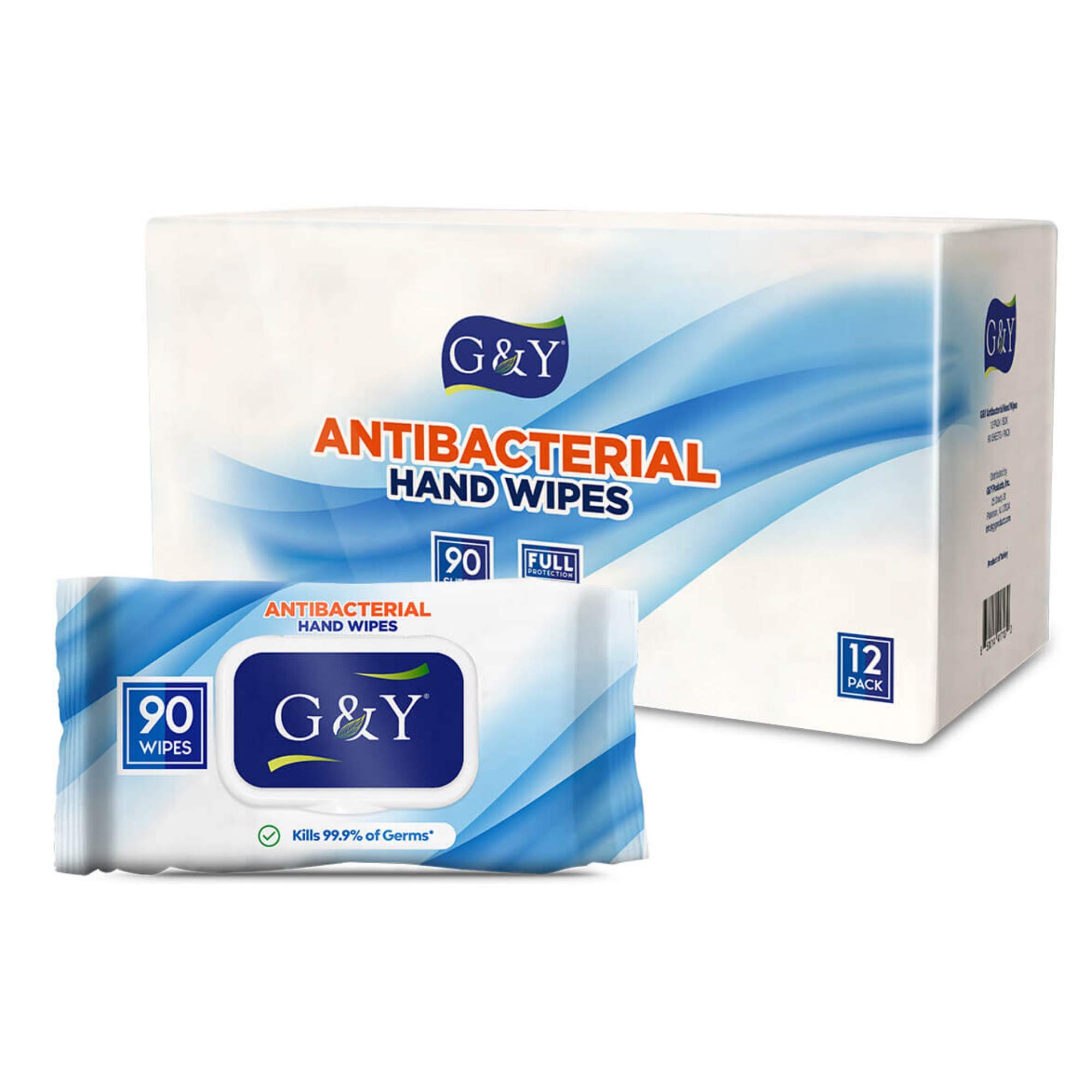 Buy G&Y WIPES G&Y Antibacterial Hand Wipes 12 Pack (90 Count of wipes