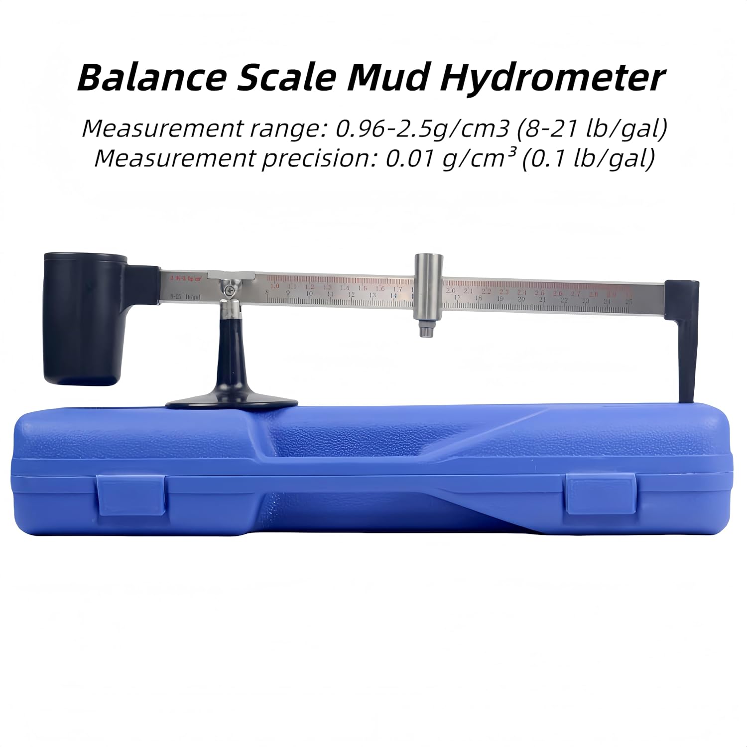 Mud Hydrometer, Balance Scale Mud Liquid Densimeter Tester, Double-Scale Laboratory Hydrometer with Toolbox for Road Construction Laboratory 0.96-2.5g/cm3