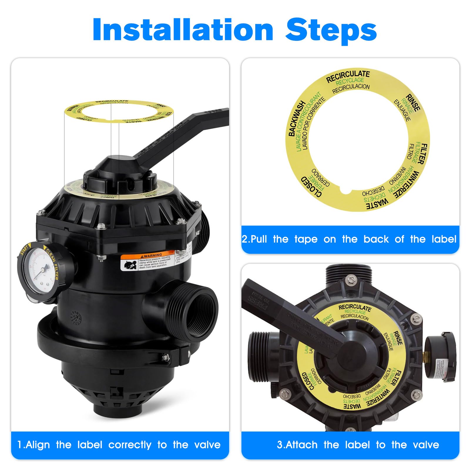 BLX4R、TERABOX、WA-7600 SW-KVM4LU Amazon.com: Pool Filter Valve Label 272599 Replacement Pen tair