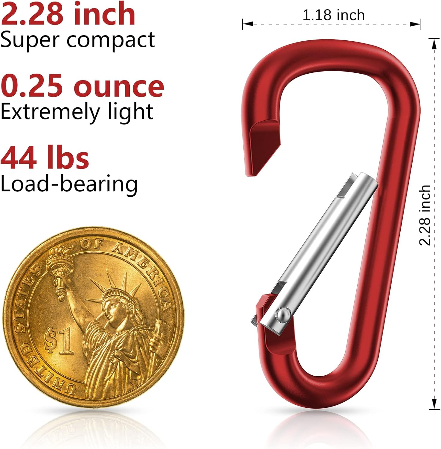 sprookber 2.28" Small Carabiner Clip Keychain, D Ring Caribeaner Clip, Key Clip Caribeener Multipurpose, Set of 20 Pack