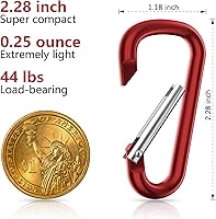 Vista 2 de sprookber Llavero pequeño de mosquetón de 2.28 pulgadas, clip caribeaner de anillo en D, clip para llave Caribeener multiusos, juego de 20