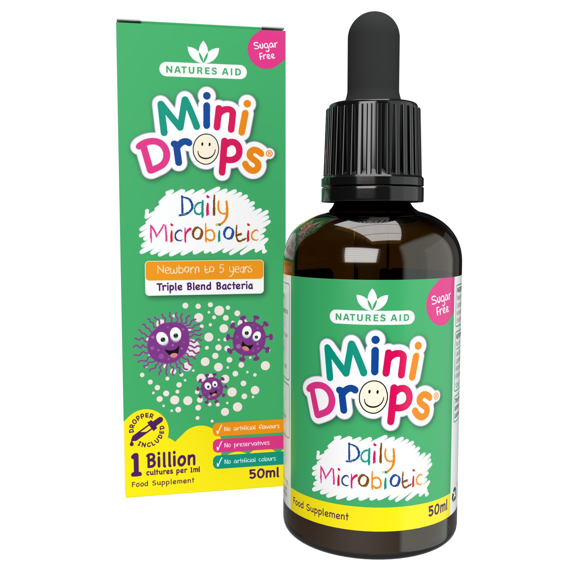 Natures Aid Mini Drops Daily Microbiotic Liquid Supplement 50ml