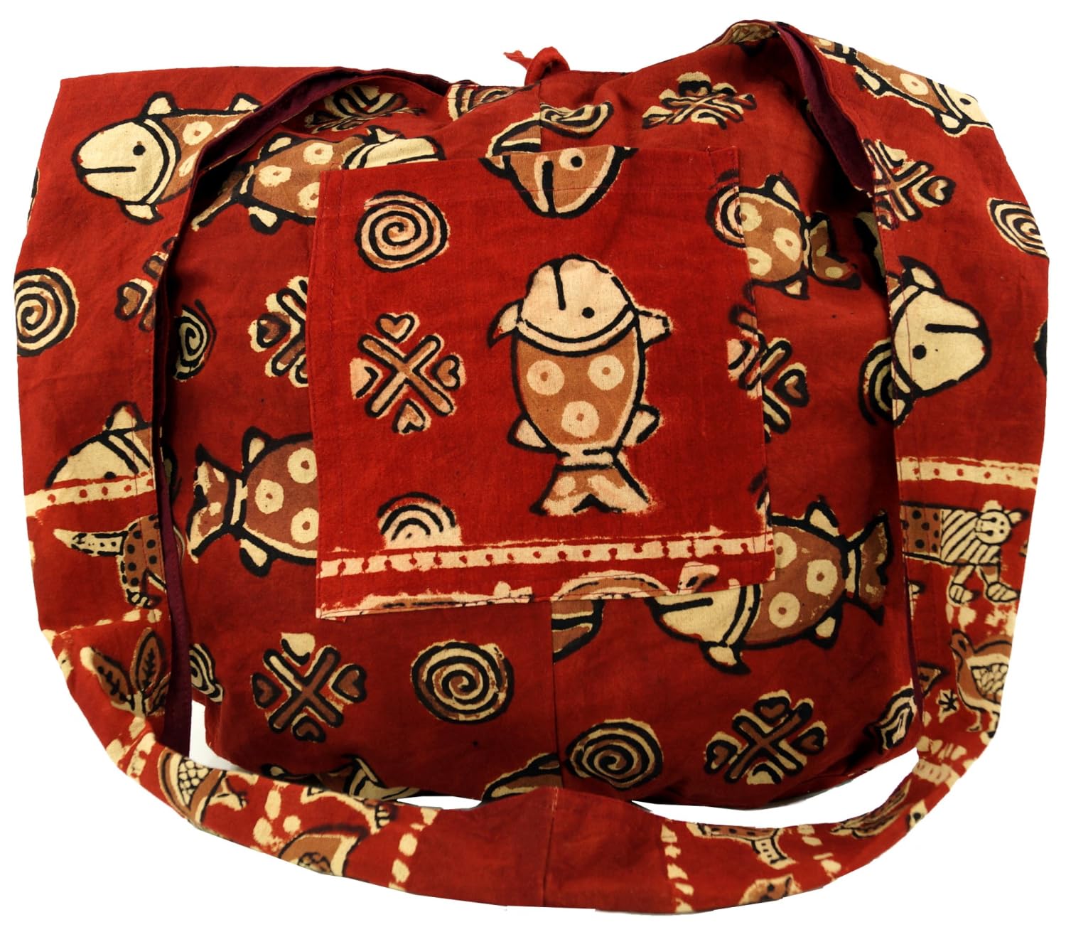 GURU SHOP Bolso de hombro estilo hippie con sol, vintage, unisex, para adultos, 23 x 25 x 7 cm, marrón / beige, Einheitsgröße